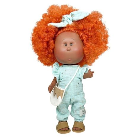 Papusa Nines D'Onil, Mia, cu parul portocaliu cret, Afro, cu articulatii, cu miros de vanilie, 30 cm - poza 1