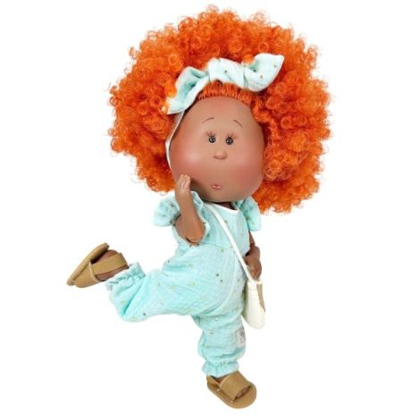 Papusa Nines D'Onil, Mia, cu parul portocaliu cret, Afro, cu articulatii, cu miros de vanilie, 30 cm - poza 2