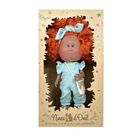 Papusa Nines D'Onil, Mia, cu parul portocaliu cret, Afro, cu articulatii, cu miros de vanilie, 30 cm - poza 4