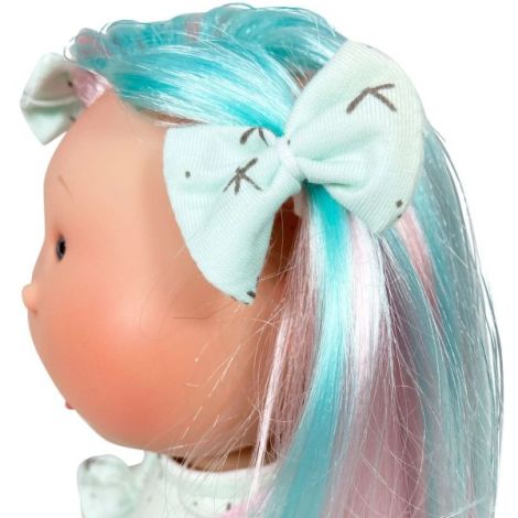 Papusa Nines D Onil, Mia, cu parul roz si suvite verzi, cu articulatii, cu miros de vanilie, 30 cm - poza 2