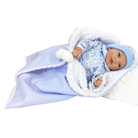 Papusa Nines D Onil, Nana, nou-nascut, cu sunete, cu haine albastre, cu miros de vanilie, 45 cm - poza 1