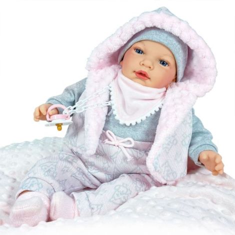 Papusa Nines D Onil, Snow, nou-nascut, cu sunete, cu miros de vanilie, ambalata in saculet, 45 cm - poza 1