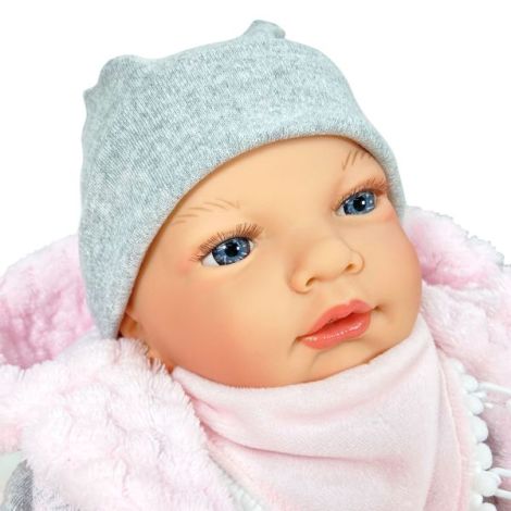Papusa Nines D Onil, Snow, nou-nascut, cu sunete, cu miros de vanilie, ambalata in saculet, 45 cm - poza 2