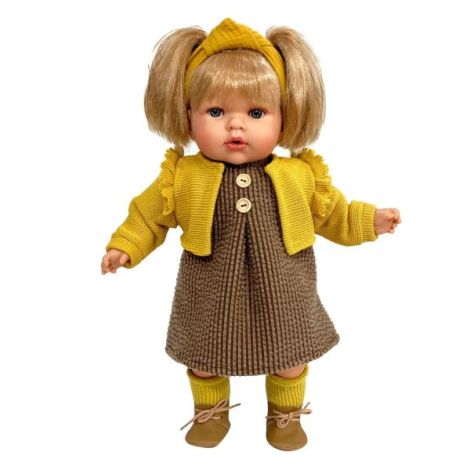 Papusa Nines D Onil, Tita, cu parul blond, cu haine de toamna, cu miros de vanilie, 45 cm - poza 1