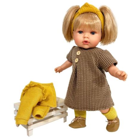 Papusa Nines D Onil, Tita, cu parul blond, cu haine de toamna, cu miros de vanilie, 45 cm - poza 2