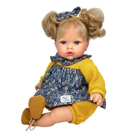 Papusa Nines D'Onil, Tita, cu sunete, cu parul blond, cu rochie albastra, cu miros de vanilie, 45 cm - poza 1
