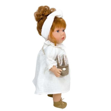 Papusa Nines DOnil, Susette Plumeti, cu parul roscat, cu sunete, cu rochie alba, cu miros de vanilie, 45 cm - poza 2