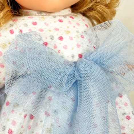 Papusa Nines DOnil, Susette Tul, cu parul blond, cu sunete, cu funda albastra, cu miros de vanilie, 45 cm - poza 3