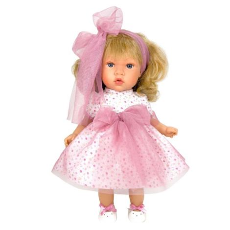 Papusa Nines DOnil, Susette Tul, cu parul blond, cu sunete, cu funda roz, cu miros de vanilie, 45 cm - poza 1