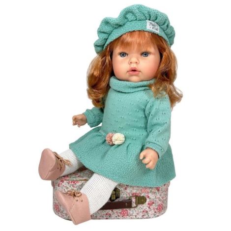 Papusa Nines DOnil, Tita Lana, cu sunete, cu parul roscat, cu rochie menta, cu miros de vanilie, 45 cm - poza 1