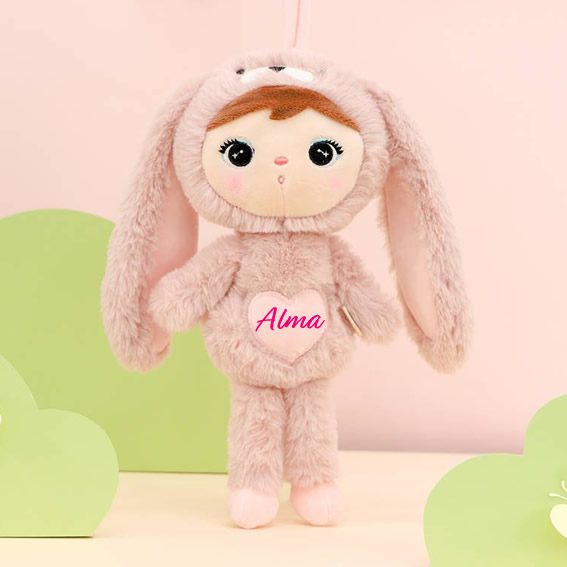 Papusa personalizata Iepuras Pufos Roz (mini)