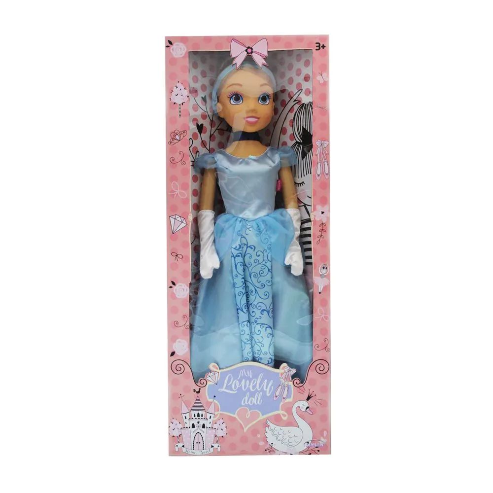 Papusa printesa Fashion Doll cu rochie albastra 80 cm - poza 2