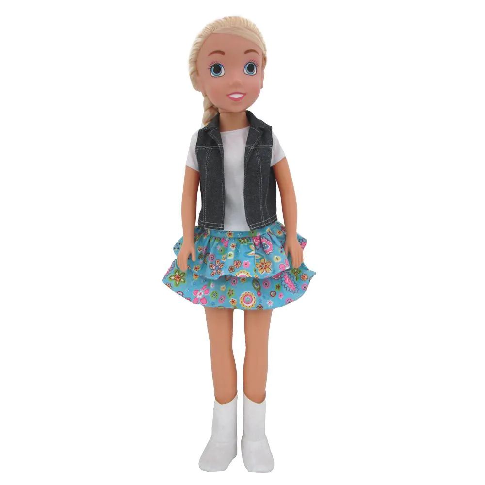 Papusa printesa Fashion Doll cu vesta blugi 80 cm - poza 1