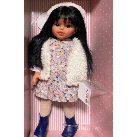 Papusa Sabrina Bruneta cu Vesta si Caciulita Alba 40cm ASI 0516340 - poza 2