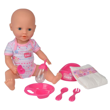 Papusa Simba New Born Baby 38 cm Bebe cu olita si accesorii