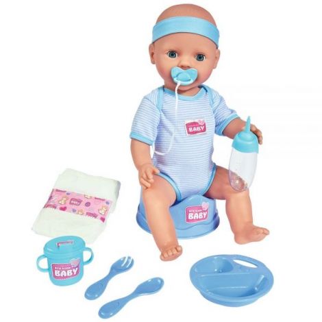 Papusa Simba New Born Baby, Baby Doll 43 cm cu accesorii albastru - poza 1