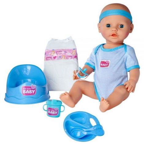 Papusa Simba New Born Baby, Baby Doll 43 cm cu accesorii albastru - poza 2