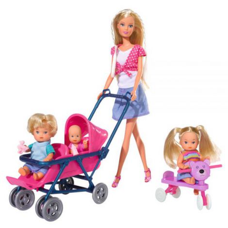 Papusa Simba Steffi Love 29 cm Baby World cu 2 copii, 1 bebelus si accesorii - poza 1
