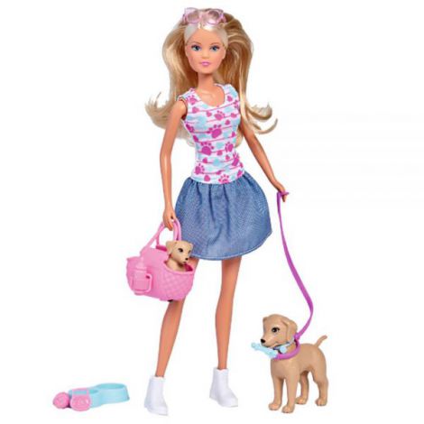 Papusa Simba Steffi Love Puppy Walk 29 cm cu 2 figurine si accesorii - poza 1