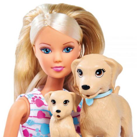 Papusa Simba Steffi Love Puppy Walk 29 cm cu 2 figurine si accesorii - poza 3
