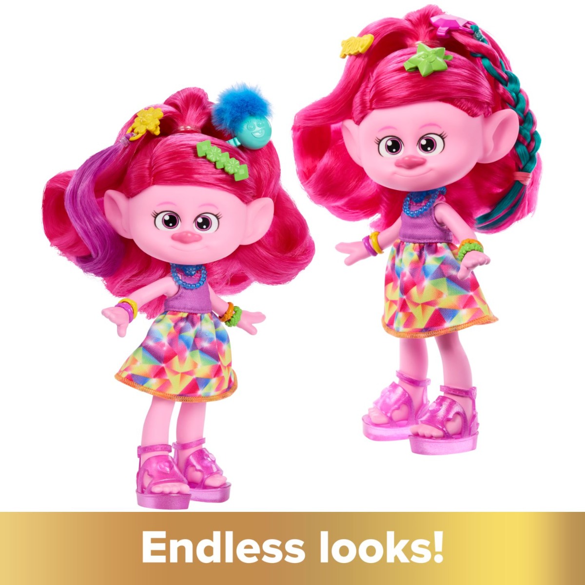 Papusa Trolls Band Together Hair-tastic Queen Poppy 20 cm cu 15 accesorii - poza 4