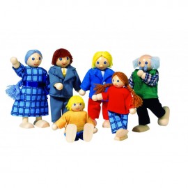 Papusi din lemn Familia la oras