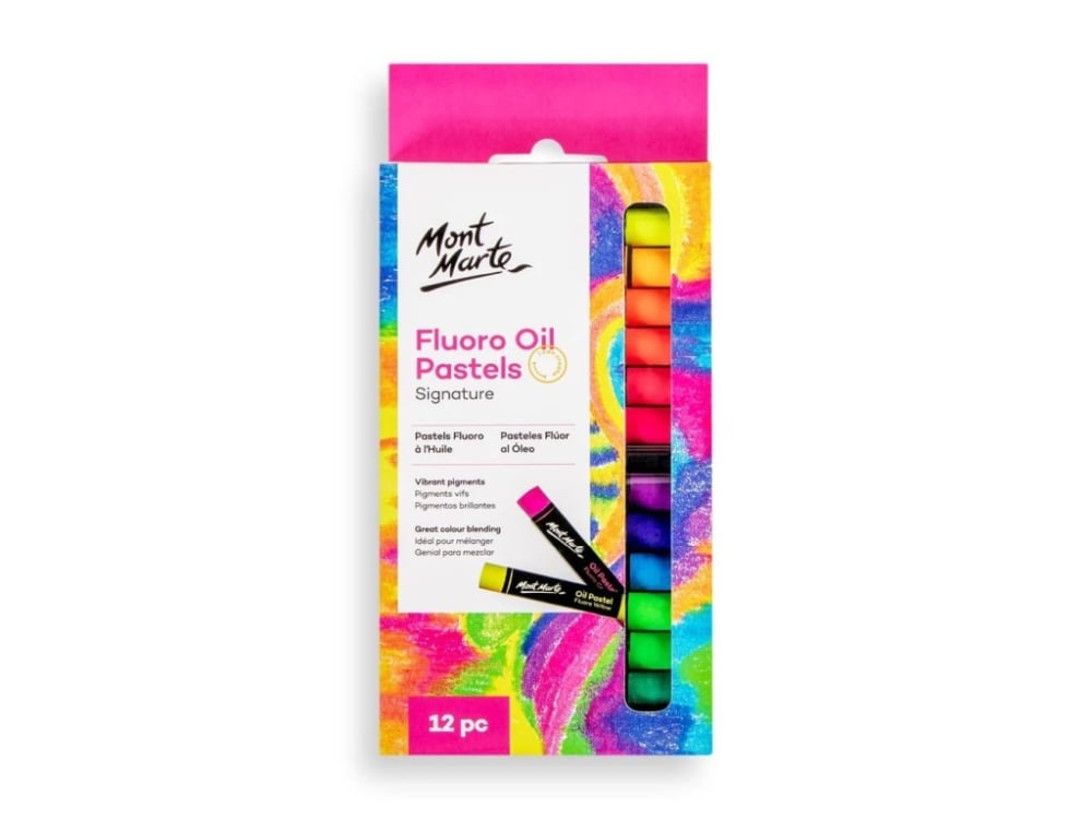 Pasteluri uleioase fluorescente Mont Marte, 12 culori set