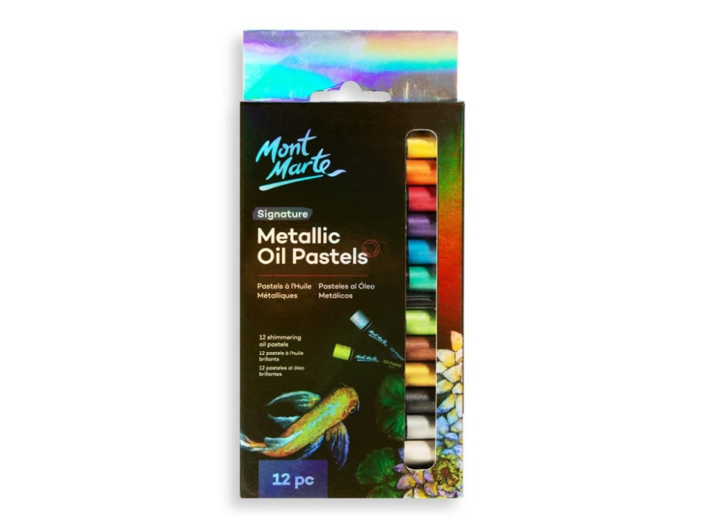 Pasteluri uleioase metalizate Mont Marte, 12 culori set