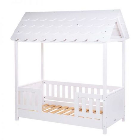 Pat Casuta Childhome cu protectii laterale 70x140 cm Lemn Alb - poza 1