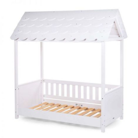 Pat Casuta Childhome cu protectii laterale 70x140 cm Lemn Alb - poza 2