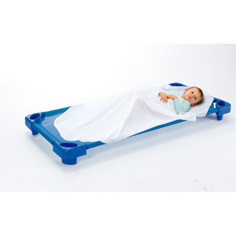 Pat stivuibil pentru gradinite, afterschool sau cresa, albastru,132x58.4 cm, Premium - poza 2