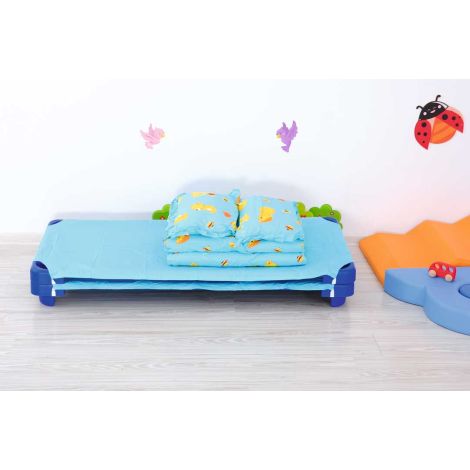 Pat stivuibil pentru gradinite, afterschool sau cresa, albastru,132x58.4 cm, Premium - poza 5