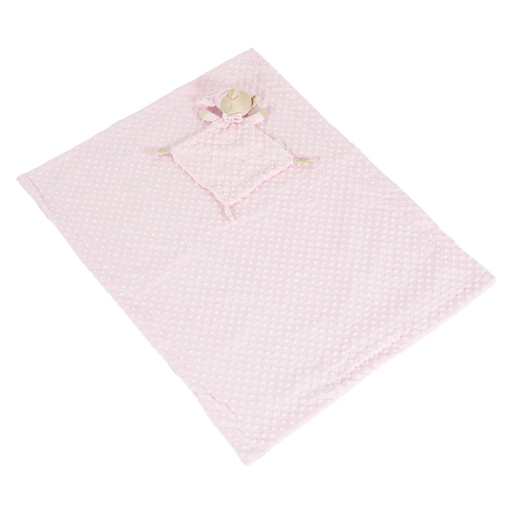 Patura cu jucarie pentru bebelusi Cangaroo Bennie 75 x 100 cm Roz - poza 2