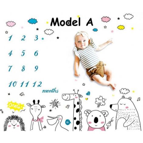 Paturica Milestone subtire pentru fotografii memorabile Animale Prietenoase Model A - poza 3