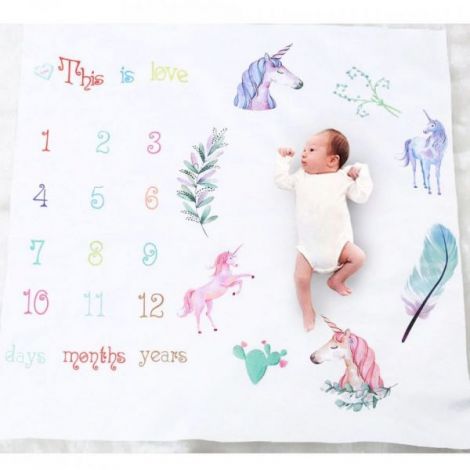 Paturica Milestone subtire pentru fotografii memorabile Unicorni - poza 1