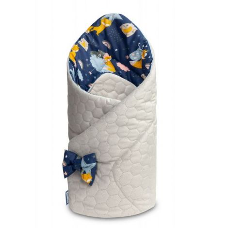 Paturica nou-nascut Sensillo Velvet Wrap Albastra Vulpi 75x75 cm - poza 2