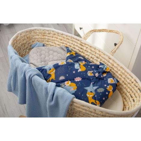 Paturica nou-nascut Sensillo Velvet Wrap Albastra Vulpi 75x75 cm - poza 4
