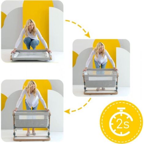 Patut 3 in 1 co-sleeping Skiddou Natt, Normandic Wood, Wood-gri - poza 3