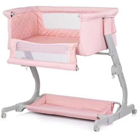 Patut co-sleeper Chipolino Eleganza cu laterala culisanta pink marshmallow - poza 1