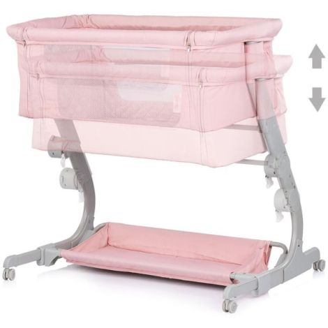 Patut co-sleeper Chipolino Eleganza cu laterala culisanta pink marshmallow - poza 2