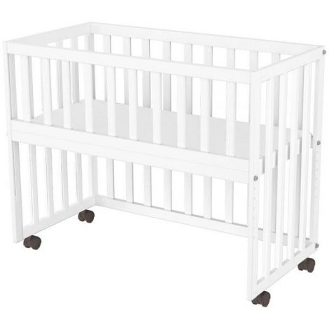 Patut copii din lemn co-sleeper Hubners Matei 94x46 cm alb - poza 1