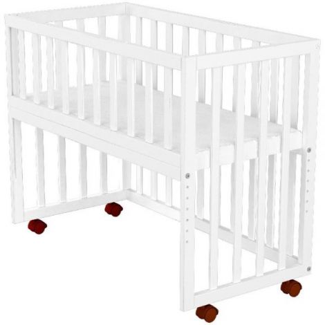 Patut copii din lemn co-sleeper Hubners Matei 94x46 cm alb - poza 2
