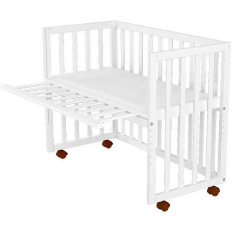 Patut copii din lemn co-sleeper Hubners Matei 94x46 cm alb - poza 3
