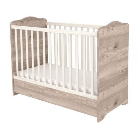 Patut copii din lemn cu sertar Hubners Sofia 120x60 cm crem nisip - poza 1