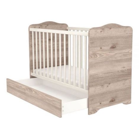 Patut copii din lemn cu sertar Hubners Sofia 120x60 cm crem nisip - poza 4