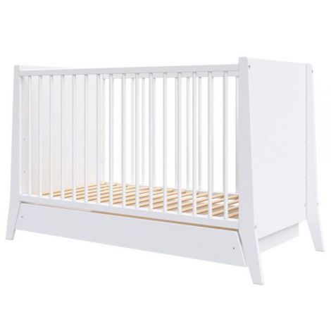 Patut copii din lemn Hubners Cosmo 120x60 cm alb cu sertar