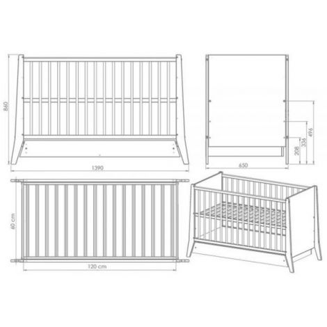 Patut copii din lemn Hubners Cosmo 120x60 cm alb cu sertar - poza 3