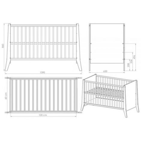 Patut copii din lemn Hubners Cosmo 120x60 cm alb - poza 3