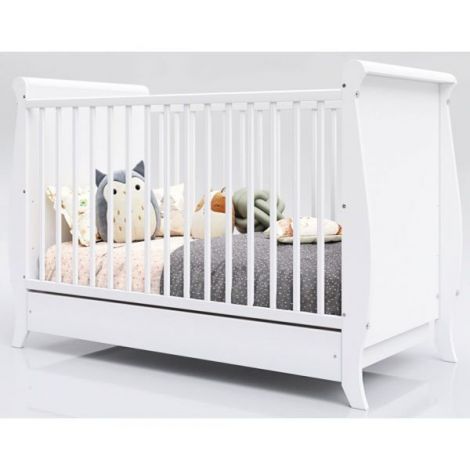 Patut copii din lemn Hubners Mara 120x60 cm alb cu sertar - poza 2