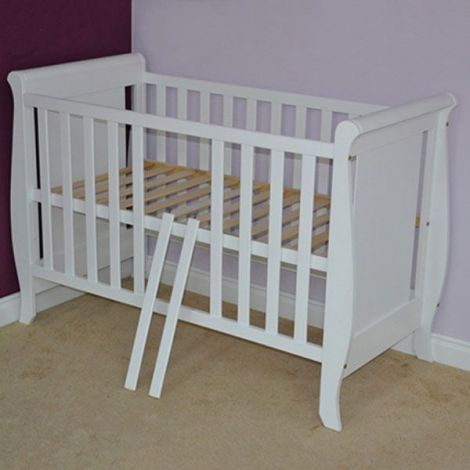 Patut copii din lemn Hubners Mira 120x60 cm alb cu sertar - poza 3